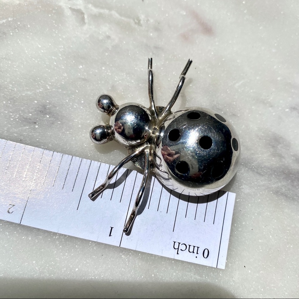 vintage Taxco Ladybug Brooch Large sterling silver 925 Mexico - Picture 6 of 7